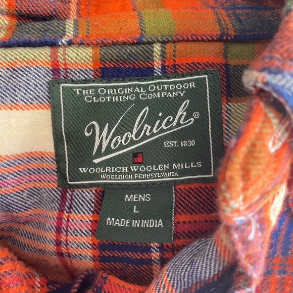 Woolrich Men Plaid Flannel Button Down Shirt SZ L Fall Outdoors Hiking Cabincore - Picture 3 of 11